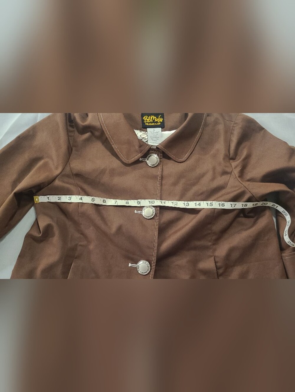 Rare Vintage Bob Mackie Wearable Art Brown Swing Coat 3/4 Sleeve, Medium - Picture 8 of 10